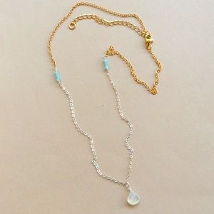 Moonstone Aquamarine Sterling silver necklace new